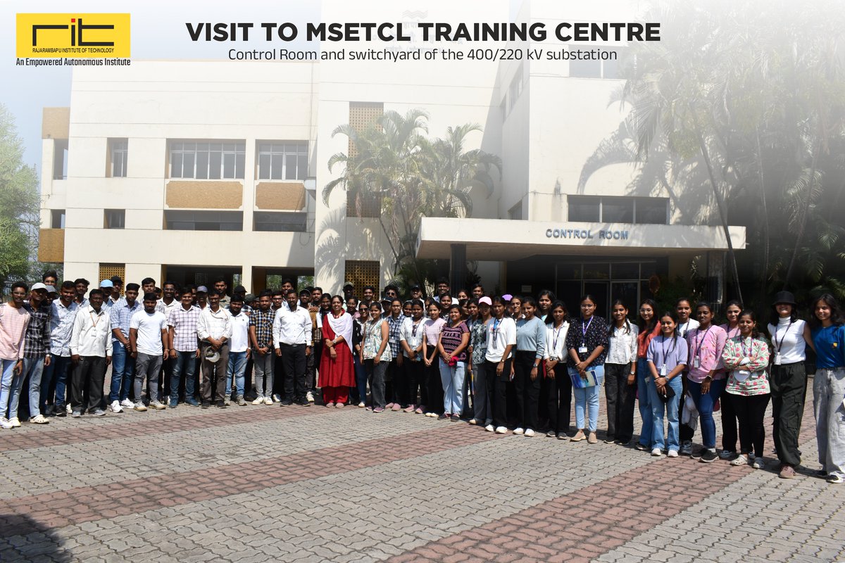ritindia1983's tweet photo. T.Y. https://t.co/jQq9400e3h Electrical Engineering Students from RIT visited the MSETCL Training Centre for an insightful industrial visit. The students explored the control room and switchyard of the 400/220 kV substation.
#ElectricalEngineering #IndustrialVisit #MSETCL https://t.co/s5w1jGLLma