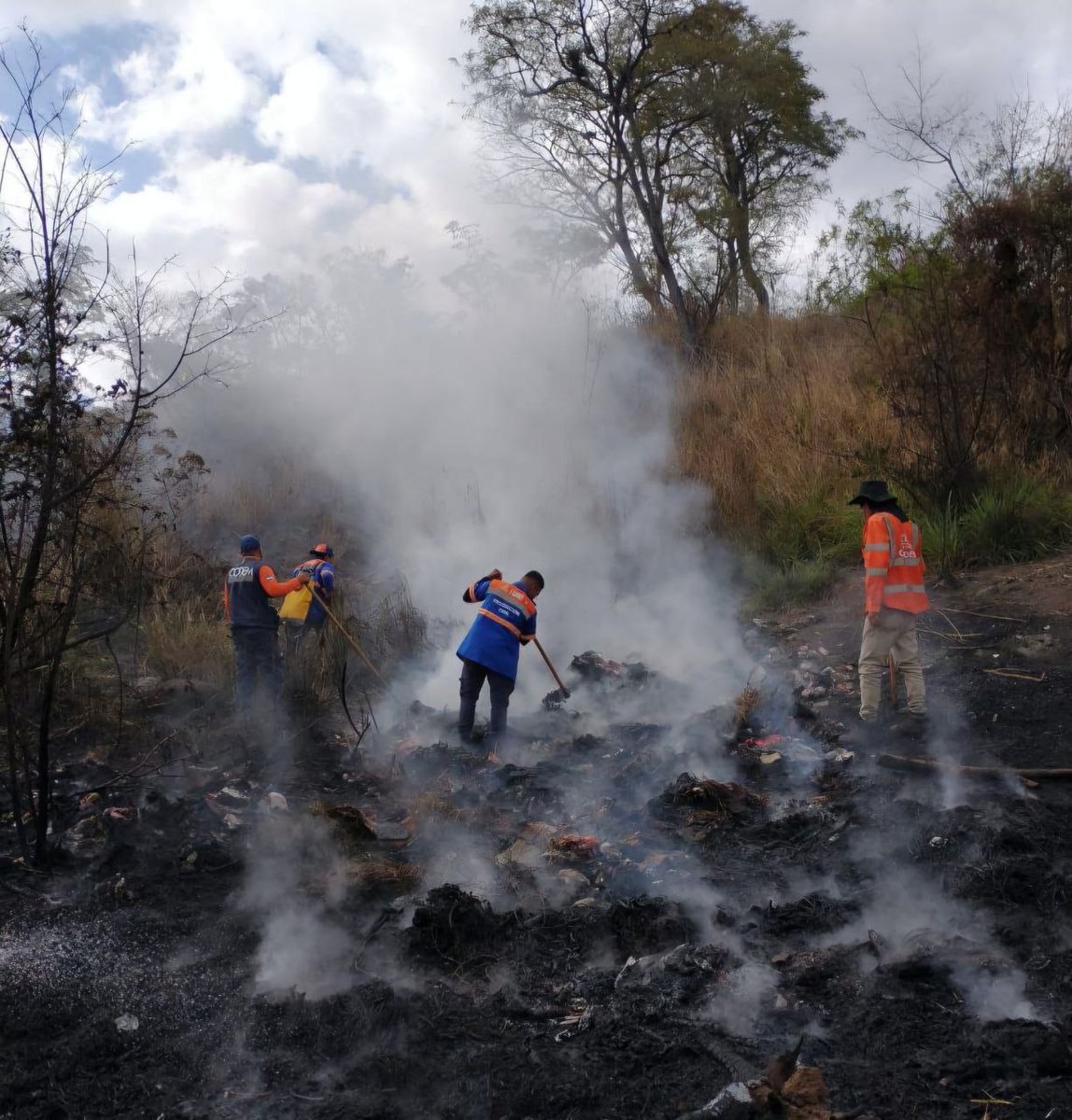 AlcaldiaDCHN's tweet photo. Tras recibir el llamado de emergencia, a través de la Línea 100, nuestros equipos del CODEM se movilizaron de inmediato para controlar el incendio de una zacatera en Altos de Santa Rosa. 🔥🚫🚒
¡La Alcaldía en Acción en esta Semana Santa!
#linea100
#codem
#amdc
#semanasanta https://t.co/VL3iS6xfdu