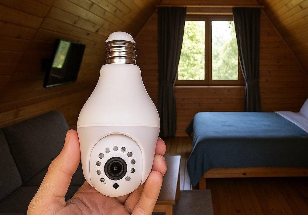Bungalov, otel fark etmez: Odaya girince ışığı kapat, telefon kamerasıyla kızılötesi ışık araması yap. “Fing” uygulamasıyla Wi-Fi’ye bağlı gizli cihazları tarayabilirsin. RF dedektörü de işe yarar. Mahremiyet için bu kontroller şart! Paylaş, Takip Et Herkes Öğrensin📢