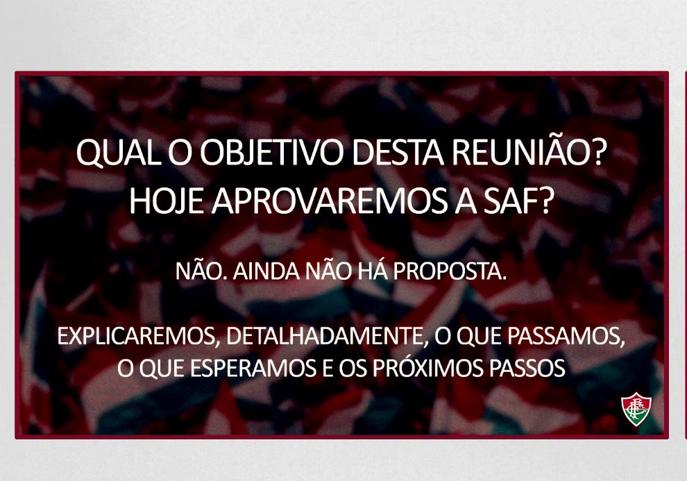 Estou colocando os slides de cada pauta da reunião.