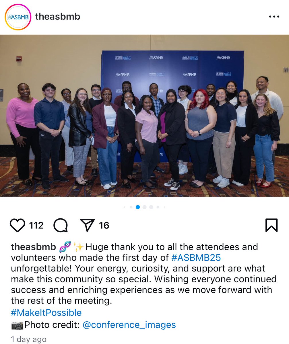 AndorferLab's tweet image. #ASBMB25 Our graduate student Shukurah Anas had the opportunity to showcase our research at the welcome reception with other travel grant awardees of ASBMB 2025