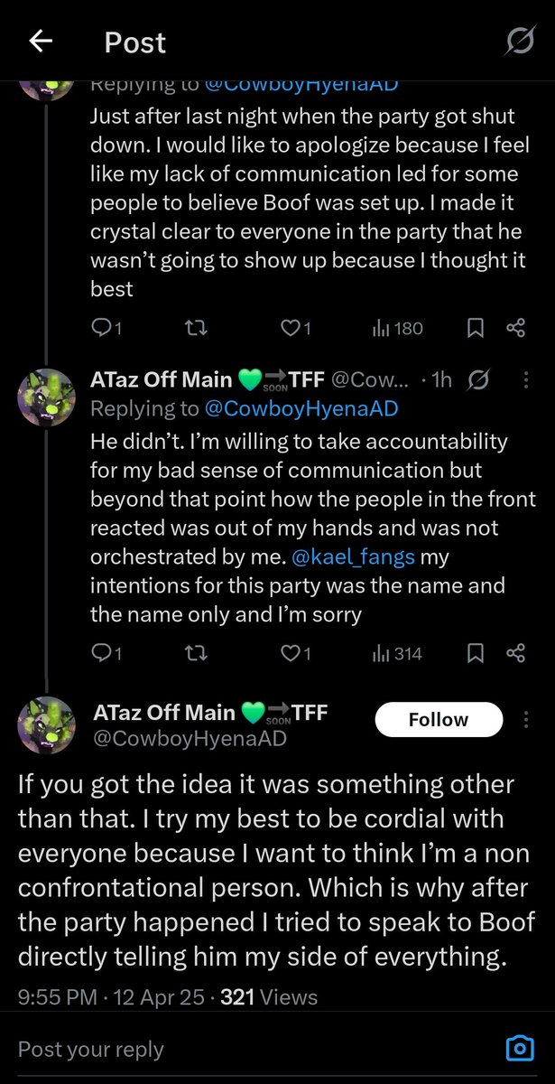Taz having an AD as a minor and lying about their age
Kael having a close relationship with their scammer maker amon
And Boof Being Boof
So in my opinion for the TFF room party thing, EVERYONE SUCKS! 🥳🎉