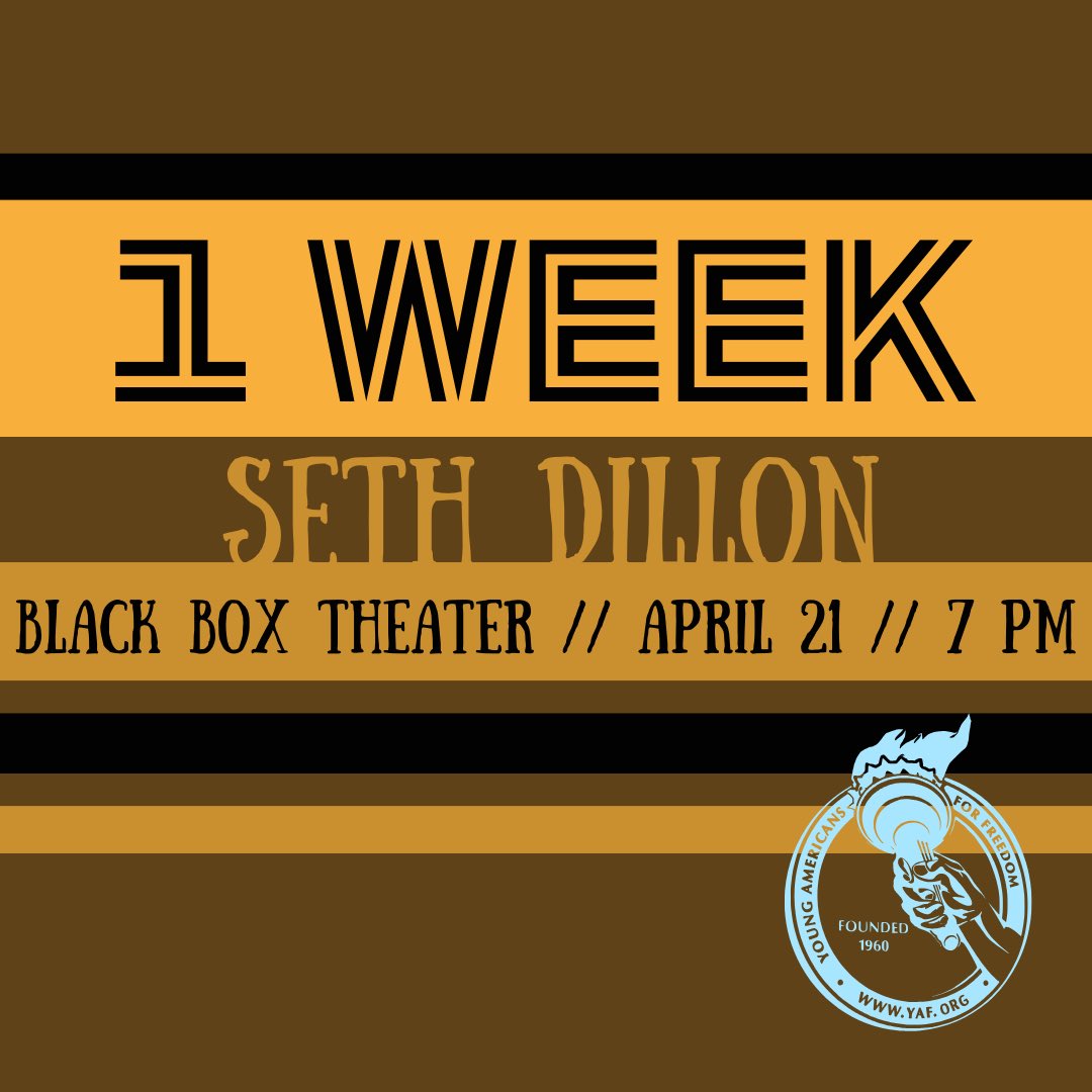 Iowa_YAF's tweet image. One week until Seth Dillon comes to campus!! Join us at 7pm in the Black Box Theater for a live QnA session with the Bee Chief🐝🖤