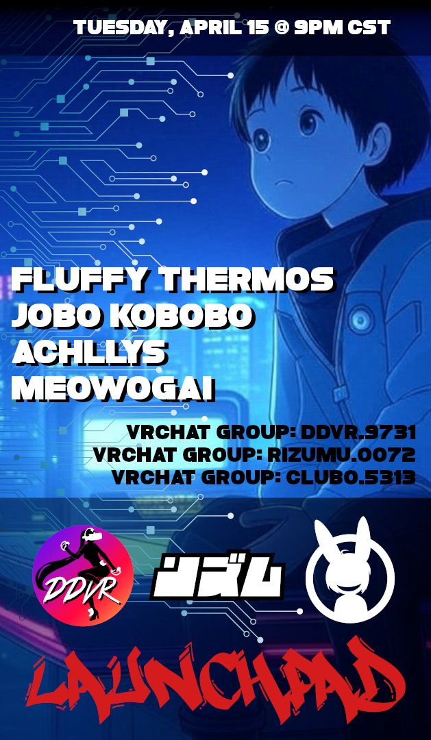 Tomorrow night is our monthly Launchpad collab with <a href="/Club_DDVR/">DanceDanceVR</a> and <a href="/Visit_Club_O/">C!ub O!</a> !!

Join us @ 9PM CST!!  #PLUR #VRChat