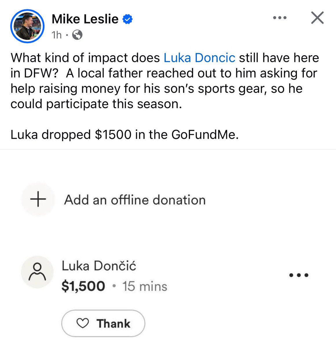 eleesalw's tweet image. Yeah, Luka is forever Dallas 😭

cred @MikeLeslieWFAA