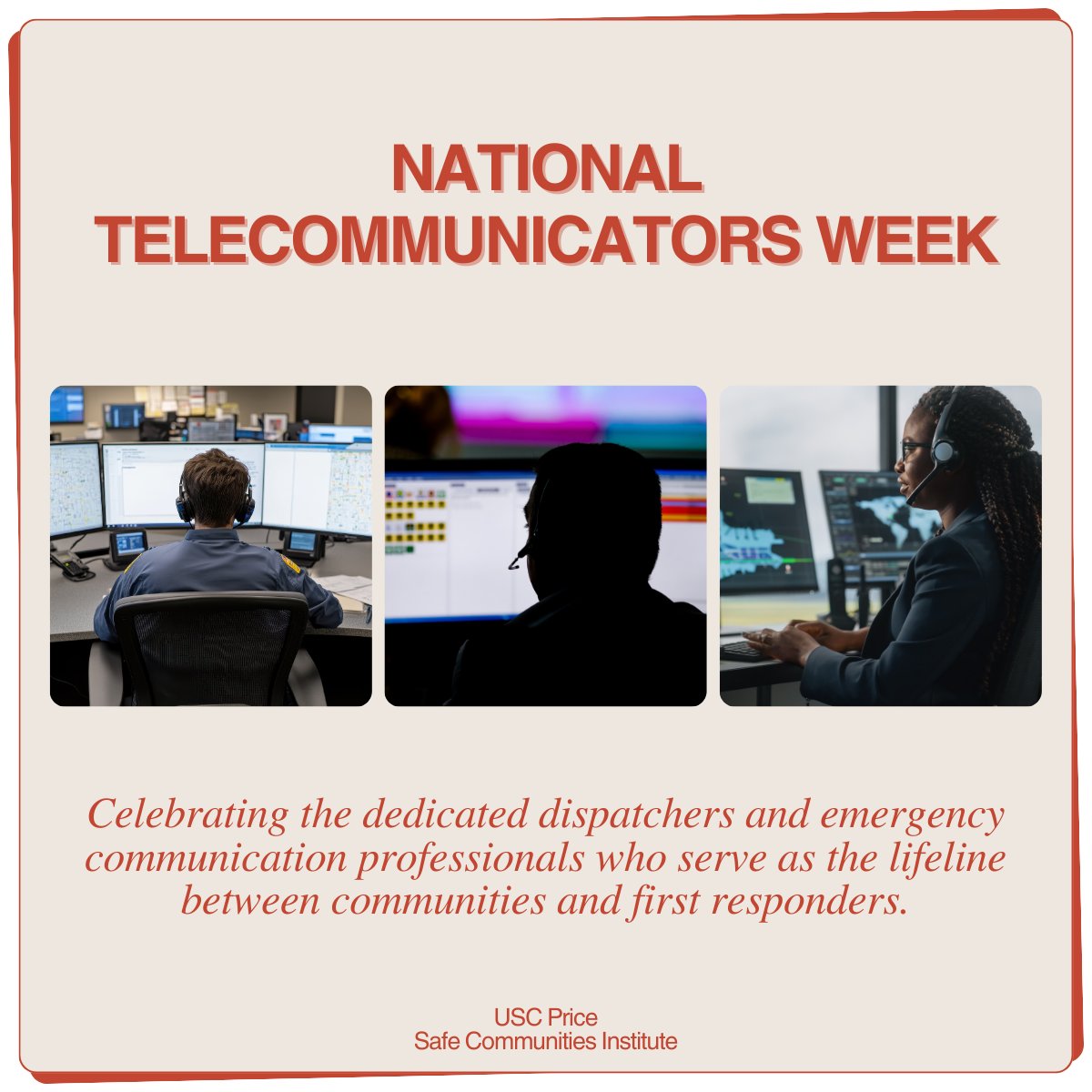 Join SCI in celebrating National Telecommunicators Week!

The ability to coordinate resources, provide vital information, and support both first responders and the public is essential to maintaining safe communities. To all 9-1-1 operators, dispatchers, and emergency