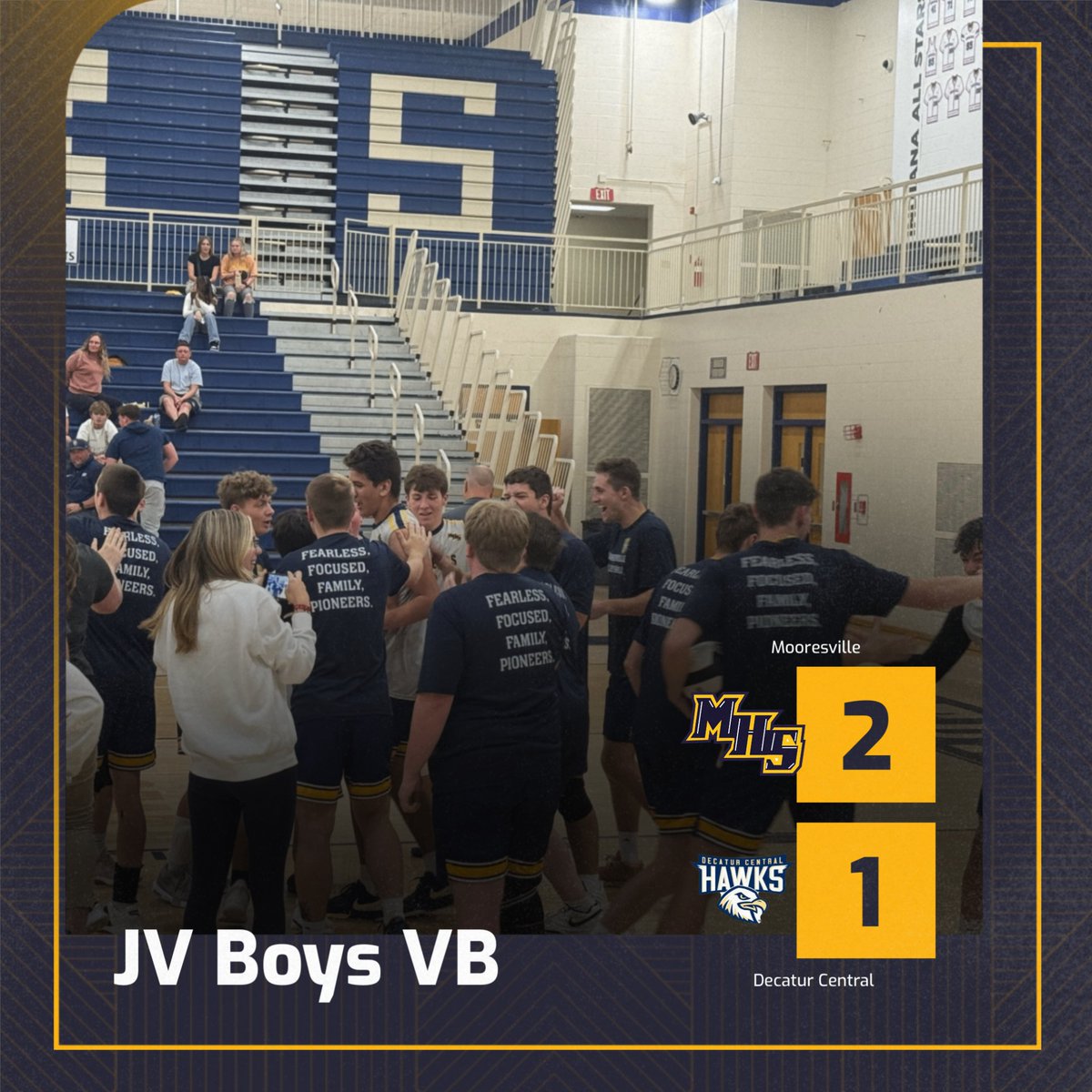MHSBeMOORE's tweet photo. JV Boys Volleyball wins their first game in program history tonight! https://t.co/sbQlHn2kSq