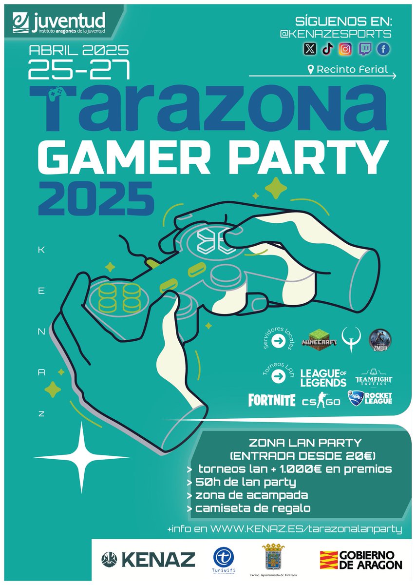 🎮 TARAZONA GAMER PARTY 2025🕹️

¡Estás invitado a pasar un fin de semana en Tarazona! En el Recinto Ferial 📍

Los chicos de <a href="/KenazESports/">KenazESports</a> van a liarla parda 🔥🔥🔥