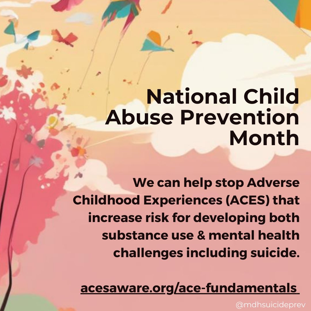April is National Child Abuse Prevention Month. Adverse Childhood Experiences (ACEs) can increase the risk of suicide and mental health issues. Learn how early support and prevention can save lives: acesaware.org/ace-fundamenta…