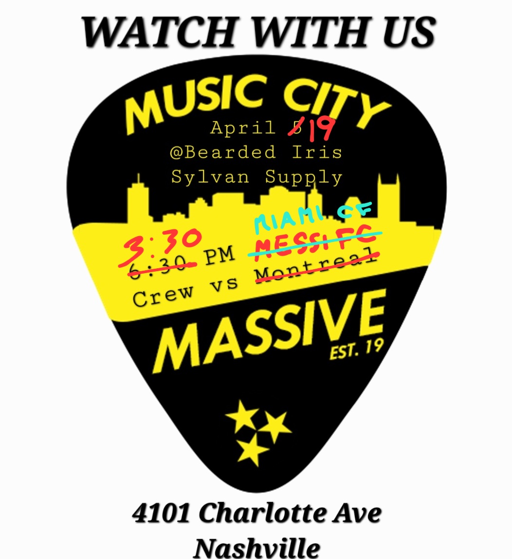 MusicCtyMassive's tweet photo. DO-OVER!!! Our last #crew96 Nashville watch party was canceled by a tornado outbreak, so we're trying again Saturday.

Come watch the Crew take on a bunch of mercenaries (er, I mean, highly skilled footballers who definitely respect American soccer) at Bearded Iris Sylvan Supply https://t.co/KzEjGLhQPZ