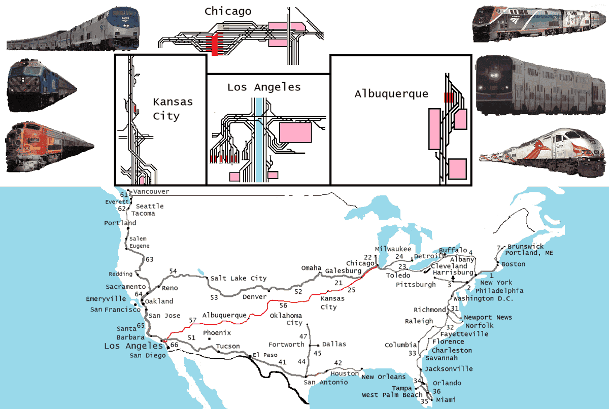 HeroMountstone's tweet photo. I created a route map for Amtrak "Southwest Chief" between Chicago and Los Angeles.
https://t.co/WaiM19SUR3
米国アムトラック「サウスウェストチーフ」のシカゴ～ロさんセルス間の線路配線図を作成しました。
#BNSF #Amtrak #Superliner #Transcon
#配線図 #配線略図 #海外の鉄道 #世界の鉄道 https://t.co/7v2VmZurQS