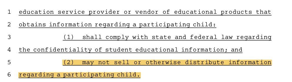 🚨Anyone who tells you that school choice is a "scheme to harvest and sell students data" is LYING TO YOU. 

Read the bill.