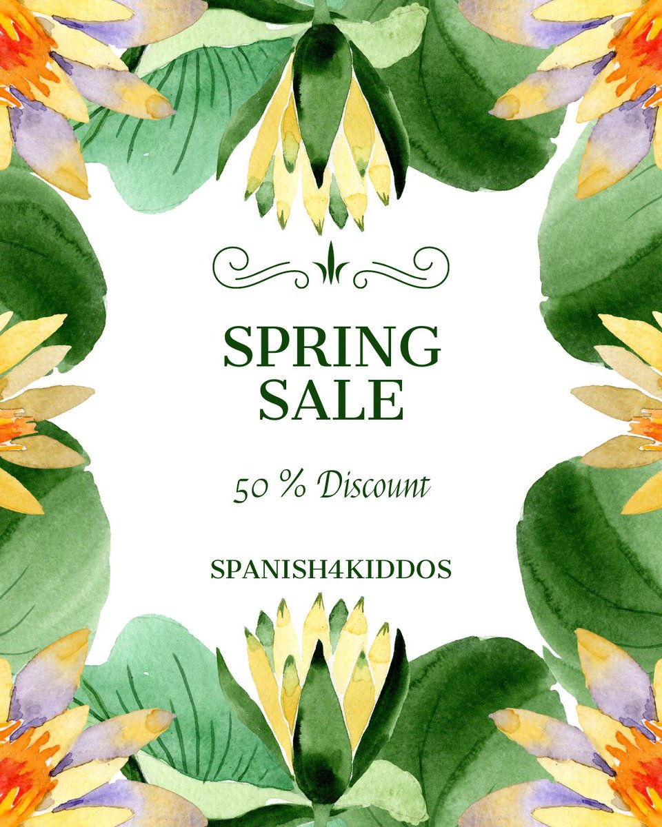 🐣🌸 Spring into savings this Easter! 🌷🎨 Get a nice 50% off memberships, printables, workbooks, classes, and so much more.  Don't wait; hop over to our sale now! 🐰💕 spanish4kiddos.com/shop/