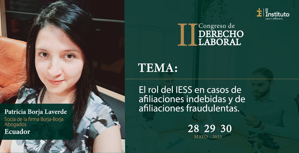 elinstituto_io's tweet image. En el Congreso de Derecho Laboral, Patricia Borja @LizzyBor9 Laverde abordará: “El rol del IESS en casos de afiliaciones indebidas y fraudulentas”.
Una visión crítica desde la práctica legal sobre los retos del sistema laboral actual.

#DerechoLaboral2025 #TransformaciónLaboral