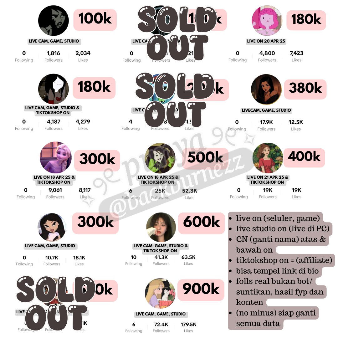 🍥*ೃ nez | 3000+ testi | Jual Akun Tiktok tweet media