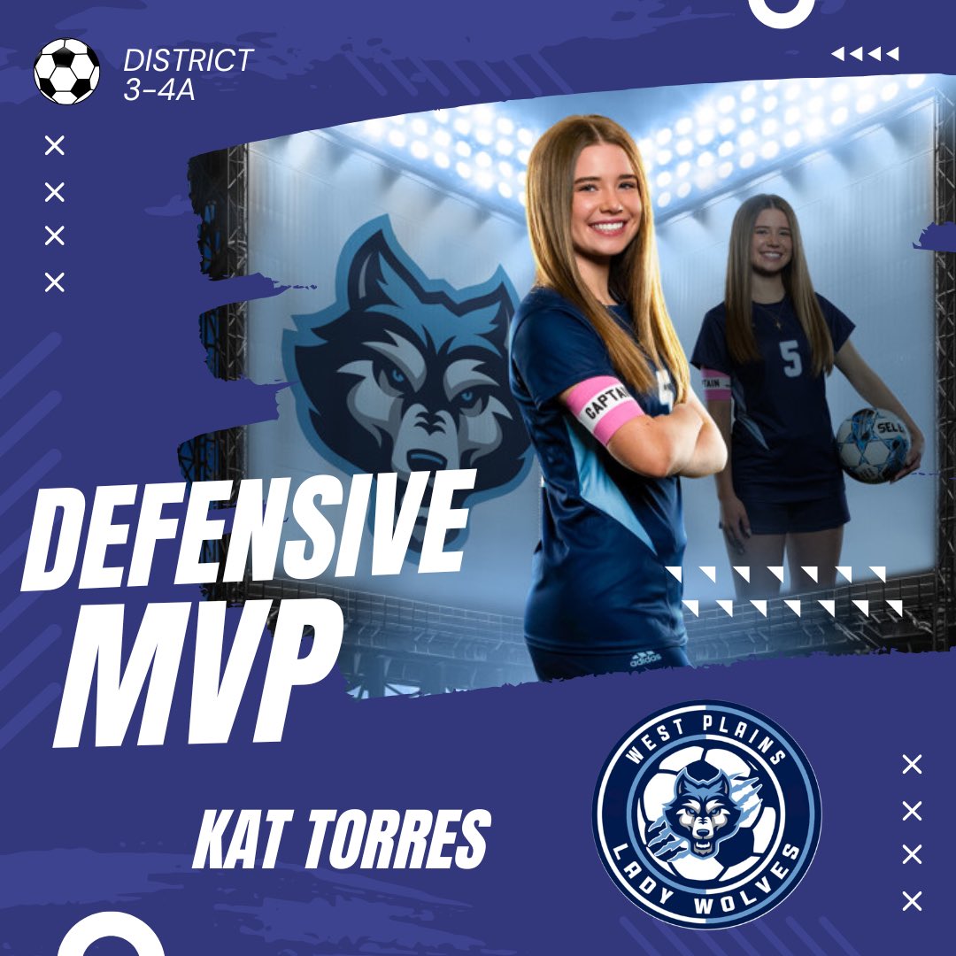 CONGRATULATIONS to our District 3-4A Defensive Player of the Year, Kat Torres!! Kat was also named 1st Team All-District!! 🩵🐺🤍