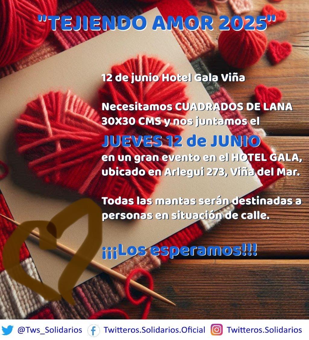 Te invito a sumarte a este gran desafío de amor junto a <a href="/Tws_Solidarios/">Tuiteros Solidarios</a> a tejer ..
Te esperamos !!!!!