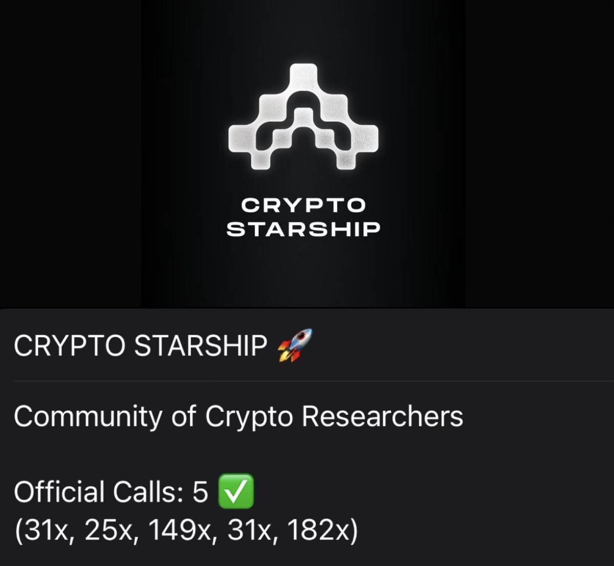 Epic days are now near us ⏳

It’s gonna be a good summer.

P.S. - <a href="/GroupStarship/">CRYPTO STARSHIP 🚀</a> hasn't made an Official Call in 2 years, but that might be about to change 👀

CRYPTO STARSHIP 🚀 ™️

Calls since 2020: 5 
Avg: 84x 
Accuracy: 100%