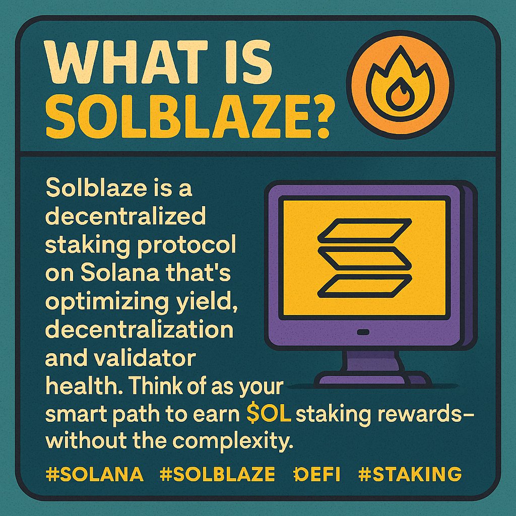 Vector_Emax's tweet photo. What is Solblaze?
Solblaze is a decentralized staking protocol on Solana that's optimizing yield, decentralization, and validator health. Think of it as your smart path to earn $SOL staking rewards—without the complexity. @solblaze_org

#Solana #Solblaze #DeFi #Staking https://t.co/sgoUmp5MP0