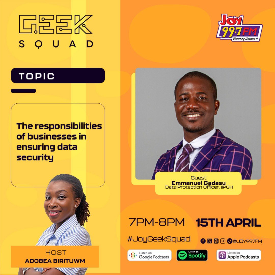 ekgadasu's tweet photo. Make a date with us on the Geek Squad show tomorrow with the regular host , Perpetual A. Biritwum on Joy 99.7 FM. It will be a great show we promise! https://t.co/HEPdnTAhaa