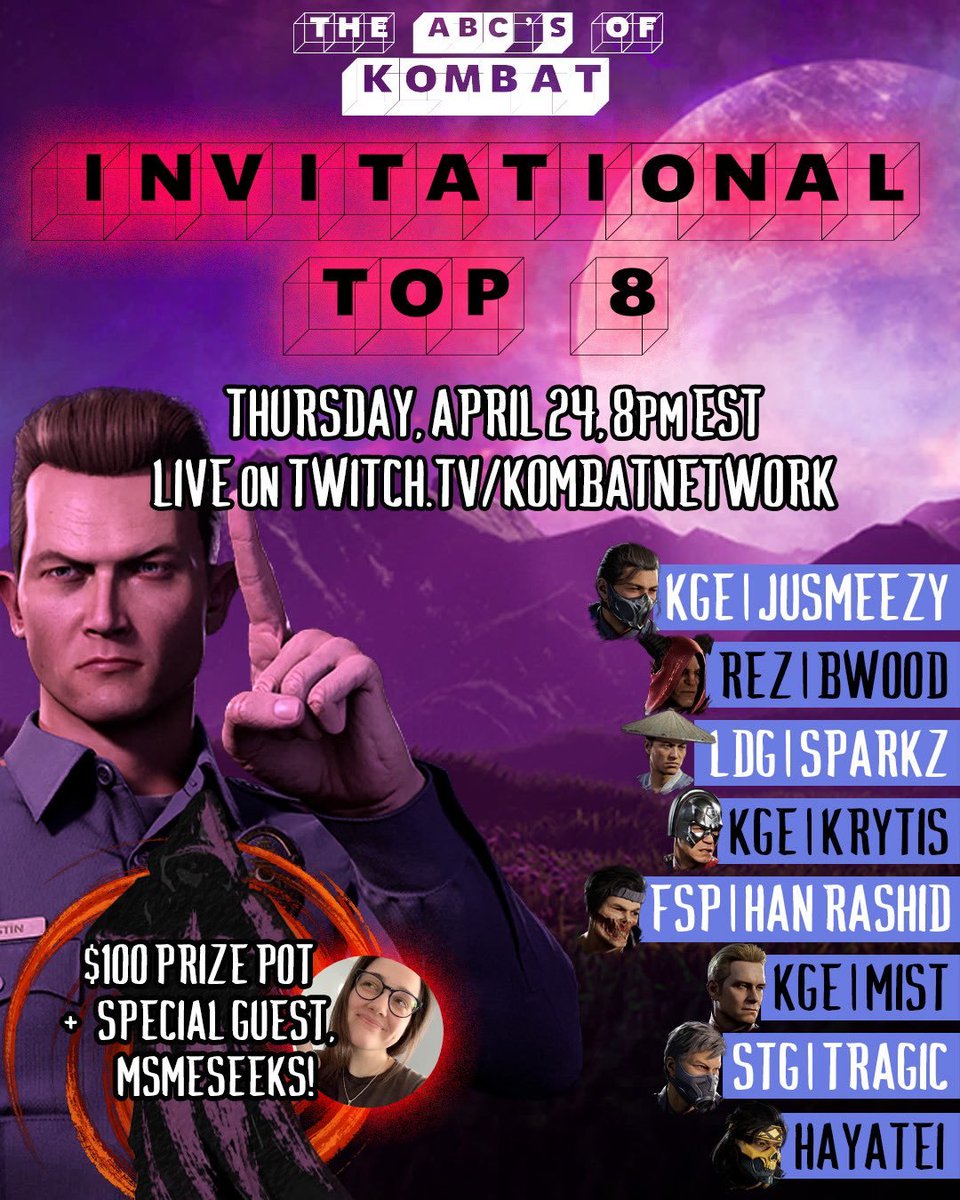 Mikemetroid's tweet photo. The ABC’s of Kombat is BACK with an INVITATIONAL TOP 8 courtesy of @TheAlphabet23 !

Special guest @ms_meseeks 🎙️ !!

LIVE on @KombatNetwork !!! https://t.co/NIiGDW2CER