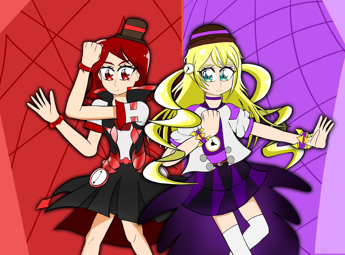 Arcan0s_'s tweet photo. (Reupload since there were mistakes I needed to fix so bad) I did an art trade with my peak oomf @1chigoMelonPan and drew her prettycure ocs  but in the kimi to idol precure art style :3 #fancure  #prettycure #precureocs https://t.co/FfzZvzzB9J