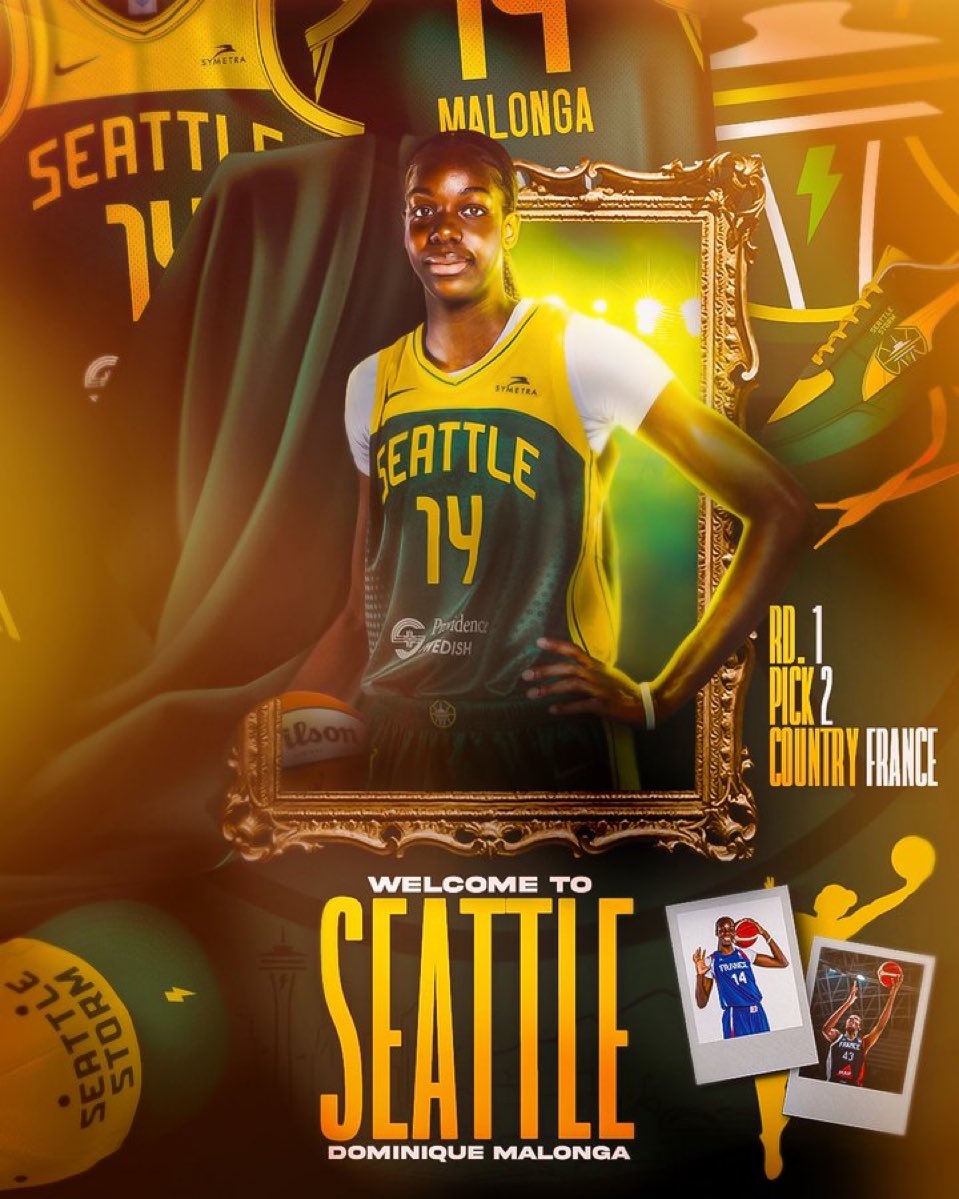 HoopCulturePod's tweet photo. The 19-year old French Forward Dominique Malonga goes second overall to the Seattle Storm 🌩️ https://t.co/i8gj4GfTfX