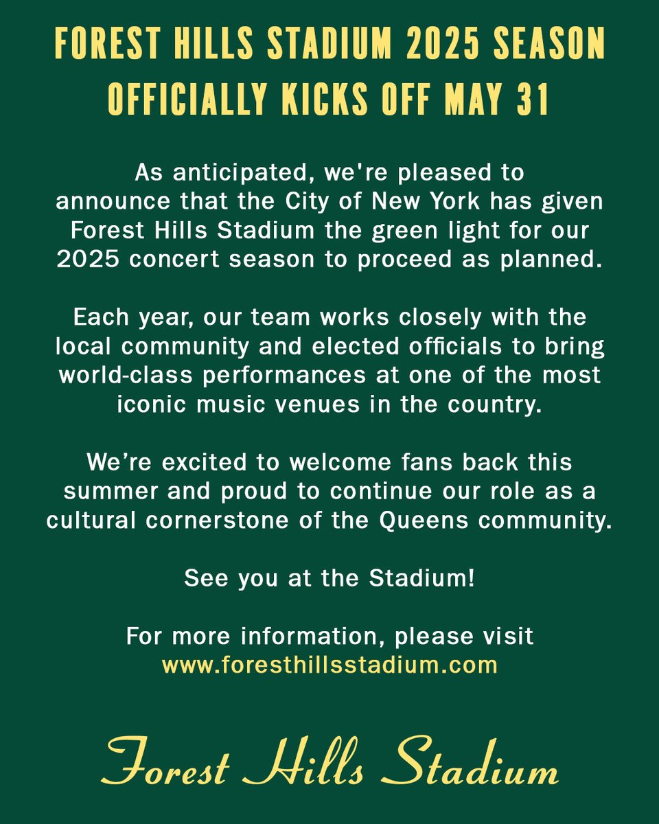 ForestHillsStdm's tweet photo. see you soon 💚 https://t.co/lqzGkXlo4s