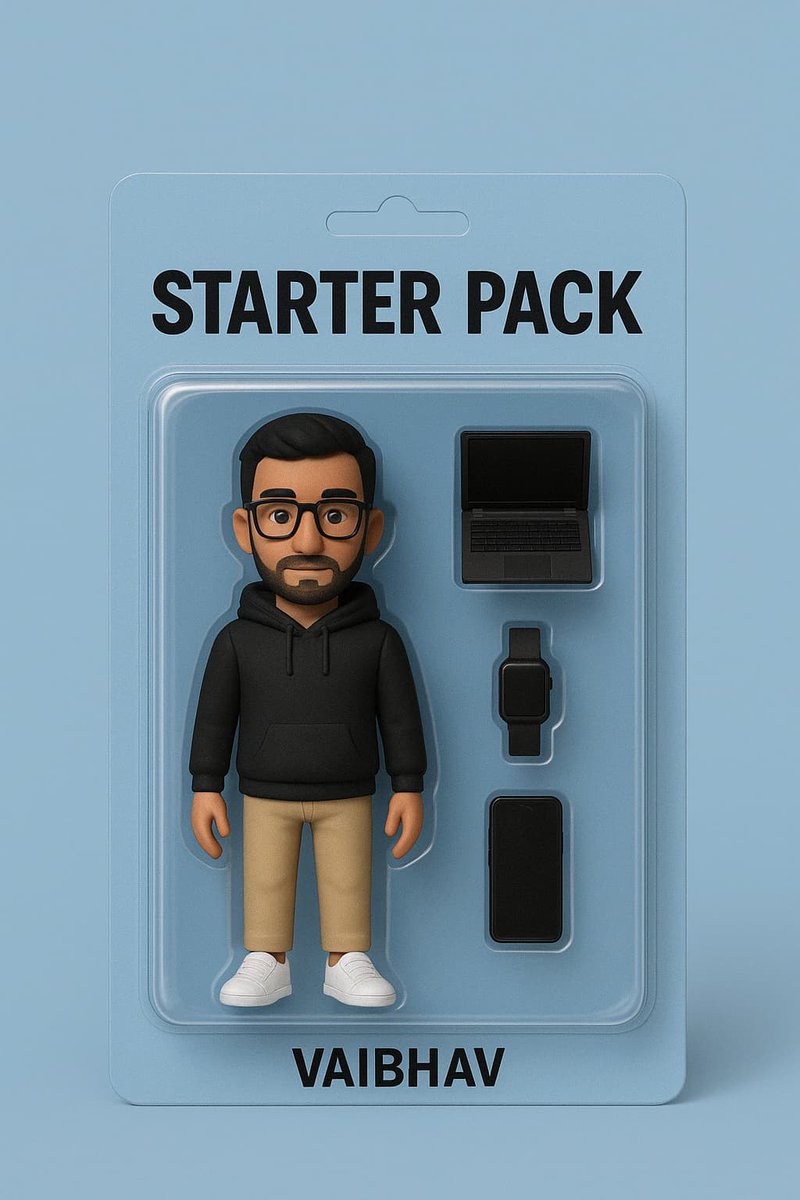 Vaibhav586's tweet photo. AI is getting wild.

Tried @OpenAI 's latest image model — gave it a simple prompt and some past context, and it nailed this collectible-style figure shot. Looks exactly like what I imagined.

Want the prompt to generate one of you? DM me.
#AI #OpenAI #StarterPack https://t.co/OiRezCEHb4