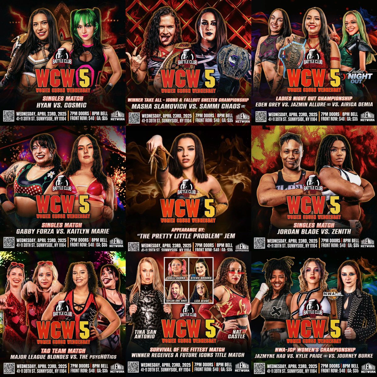 Jocay19's tweet photo. NEXT WEDNESDAY APRIL 23rd.
@Battleclubpro presents: #WCW5 Live from the @Alewife_Brewing in Sunnyside Queens, NY
•@mashaslamovich v @realSammiChaos
•@_thehyan v @Yescosmic1
•Eden Grey v @JazminAllure v @Airica_Demia
+ MORE
🎟️ https://t.co/AZP8Ivyryg https://t.co/Le4o5tfOI3