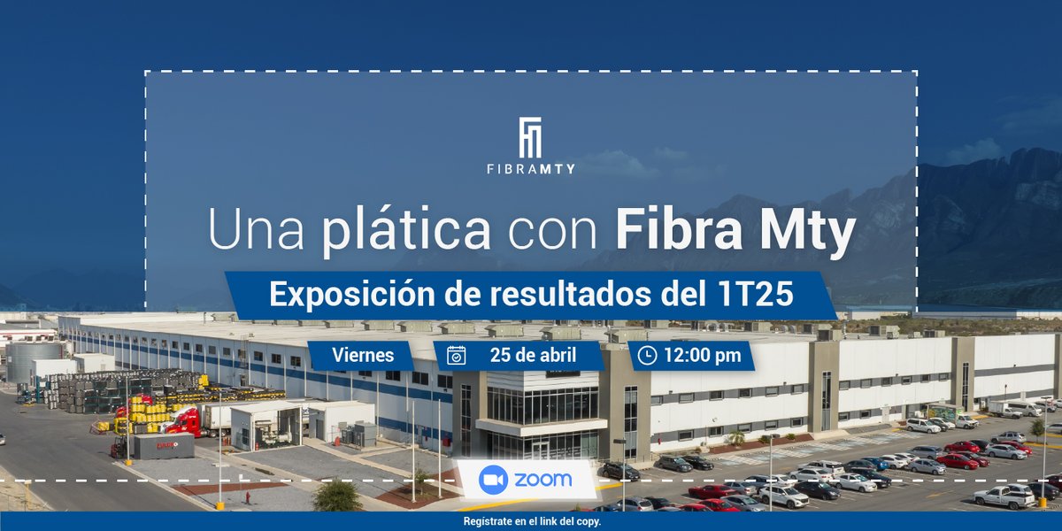 fibra_mty's tweet photo. Te invitamos a nuestra siguiente plática vía Zoom donde hablaremos de los principales resultados del 1T25. Regístrate en:
https://t.co/B6fenOqPhU
#SomosFibraMty https://t.co/LxYFcXZPfq