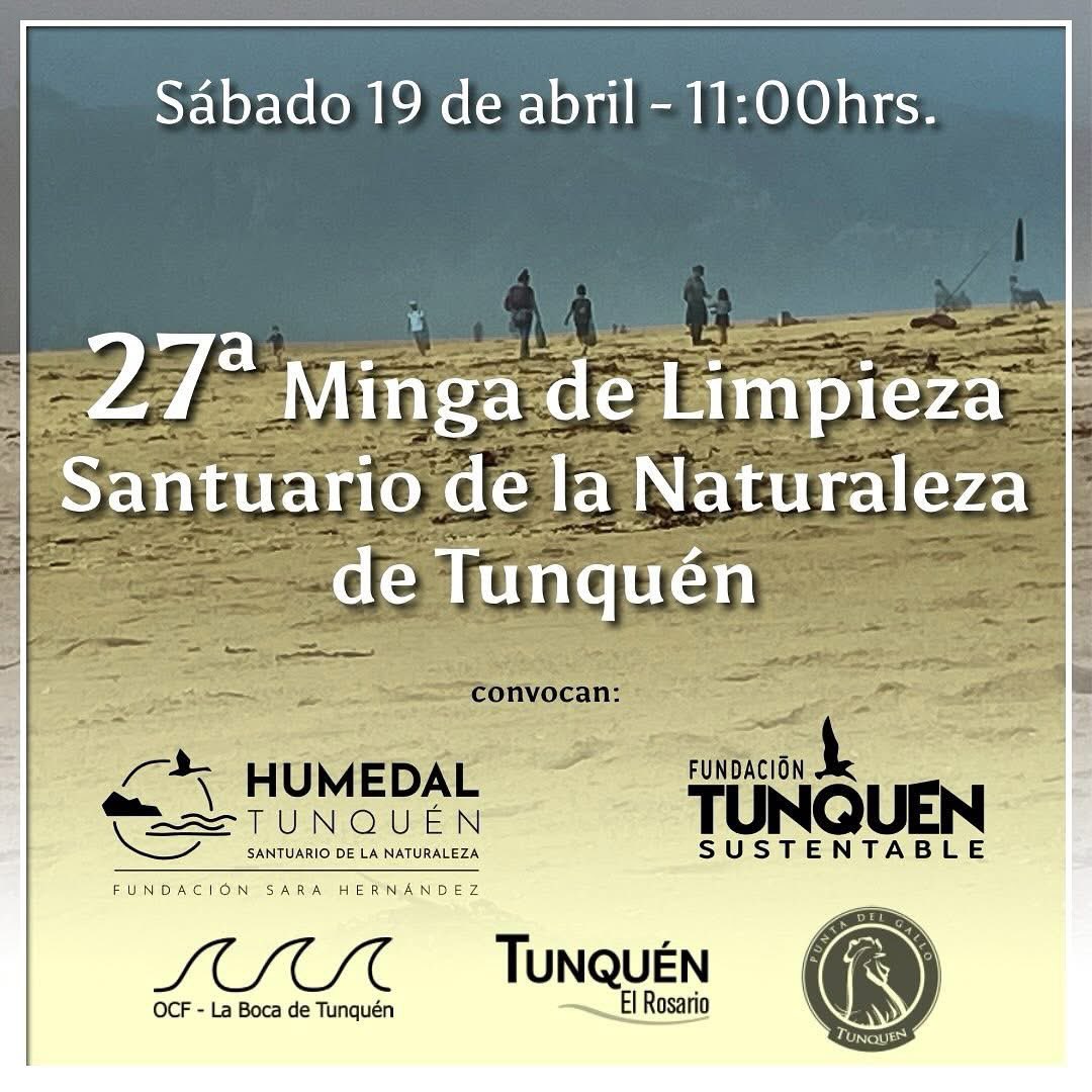 ¡Este sábado 11am nos encontramos en la Minga de Limpieza de Playa Grande!

Vecinos de La Boca, El Rosario y Punta de Gallo, junto a las fundaciones Sara Hernández y Tunquén Sustentable, nos unimos para seguir cuidando este lugar único que compartimos.

¡#HumedalesVivos
