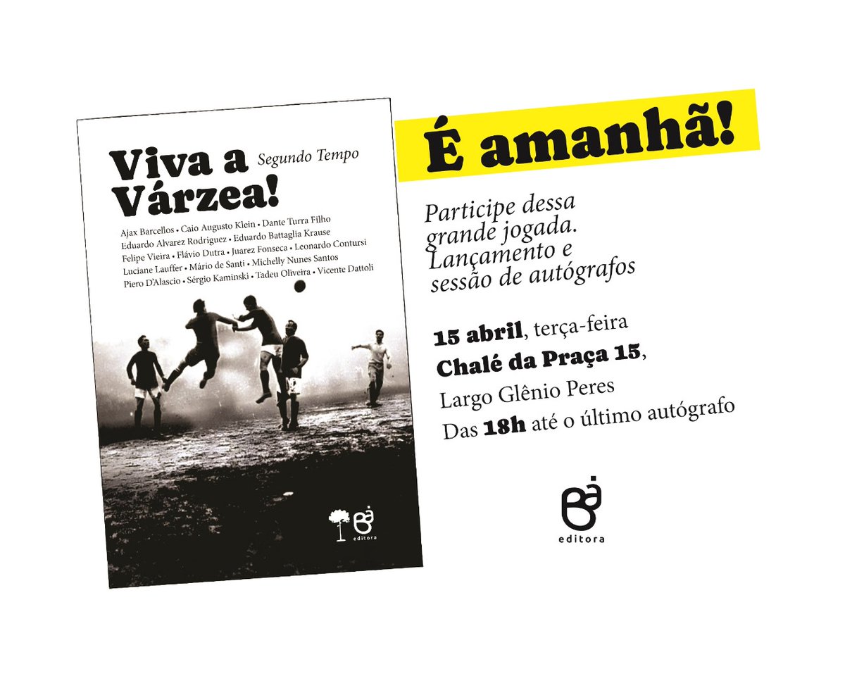 #VivaaVarzeaII Pra quem está pela Capital Gaúcha. #PortoAlegre Lançamento do nosso livro <a href="/flavidutra/">Flávio Dutra</a> e muitos outros