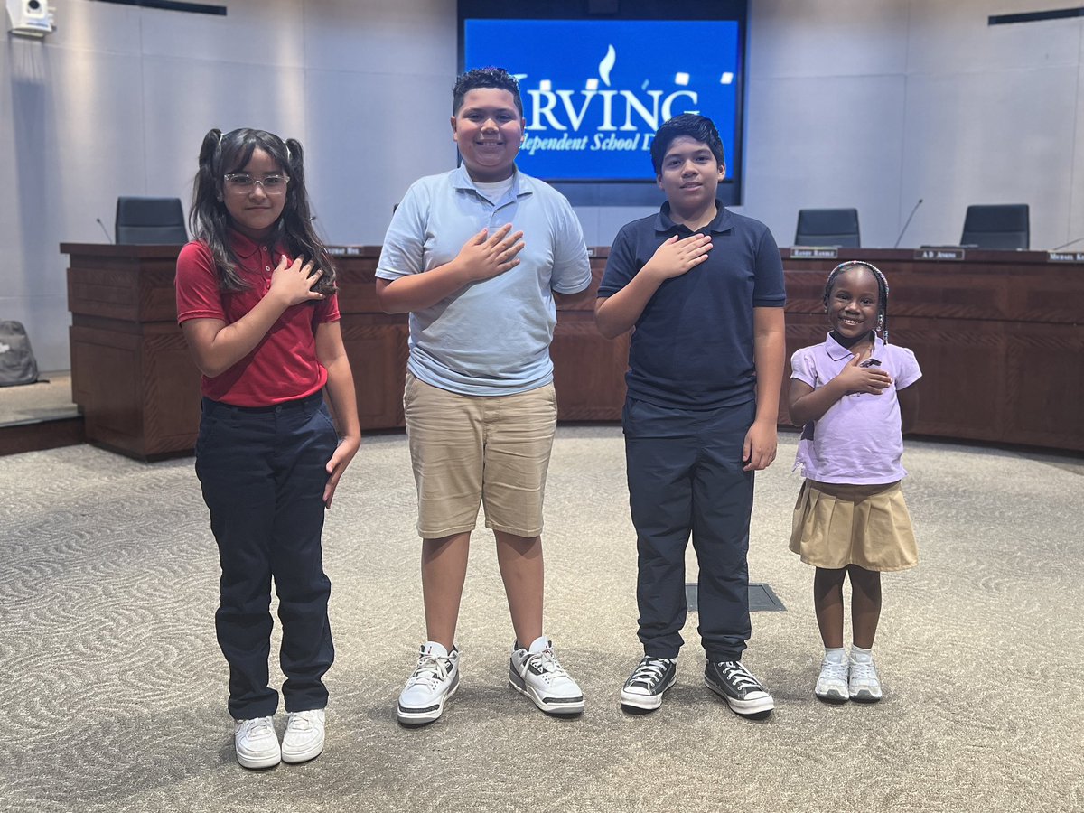 IrvingISD's tweet image. We appreciate these awesome @WTHanes Cowboys for leading the pledges at tonight&apos;s school board meeting! 🇺🇸