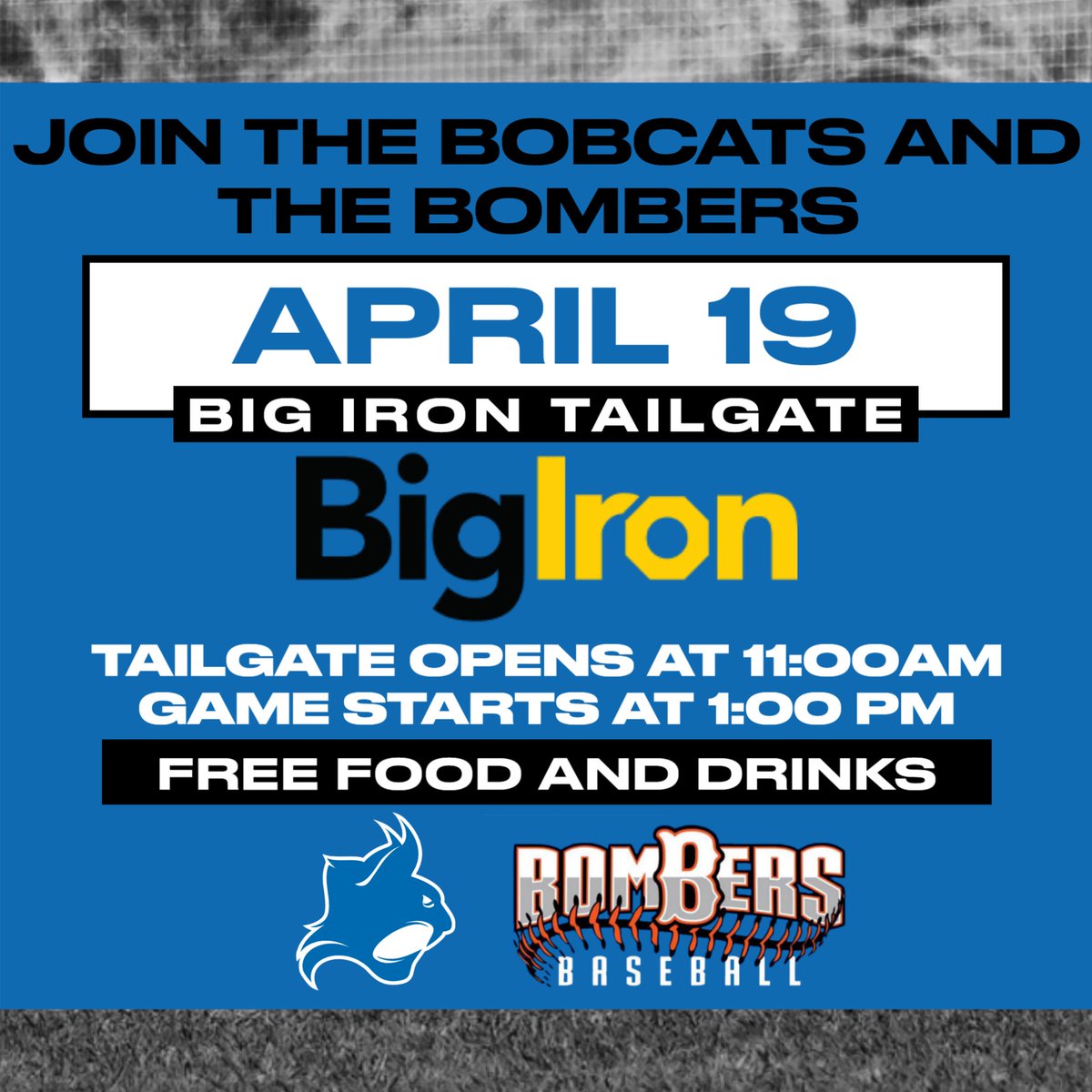 Don't Miss Out!  Join us and the Bombers Baseball Team for the Big Iron Tailgate this Saturday, April 19th!

#DefendtheDen