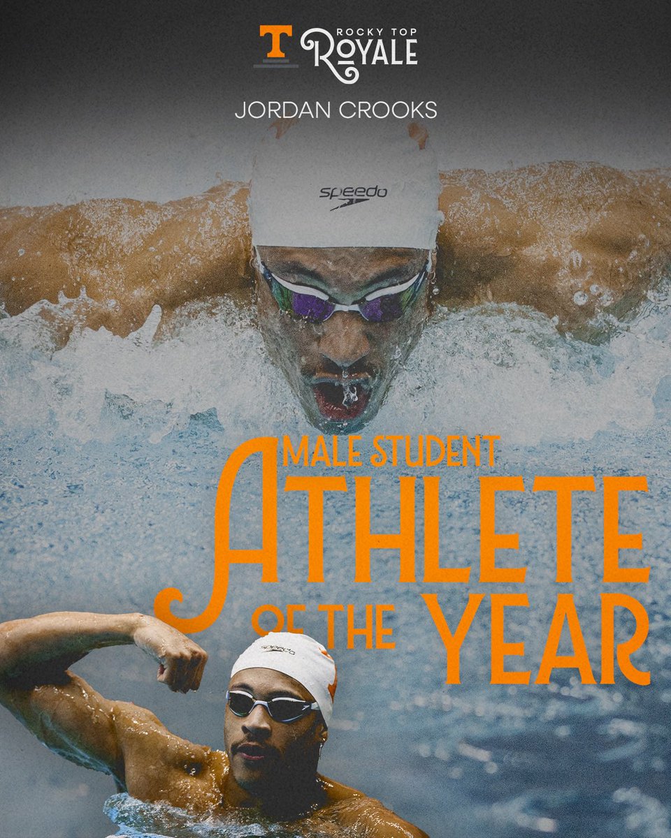 Vol_Sports's tweet photo. Tennessee’s Male Student Athlete of the Year!

⭐️Jordan Crooks
@Vol_SwimDive 

Recognized for his outstanding performance in the pool and excelling at the highest level. https://t.co/FigUjEJnqt