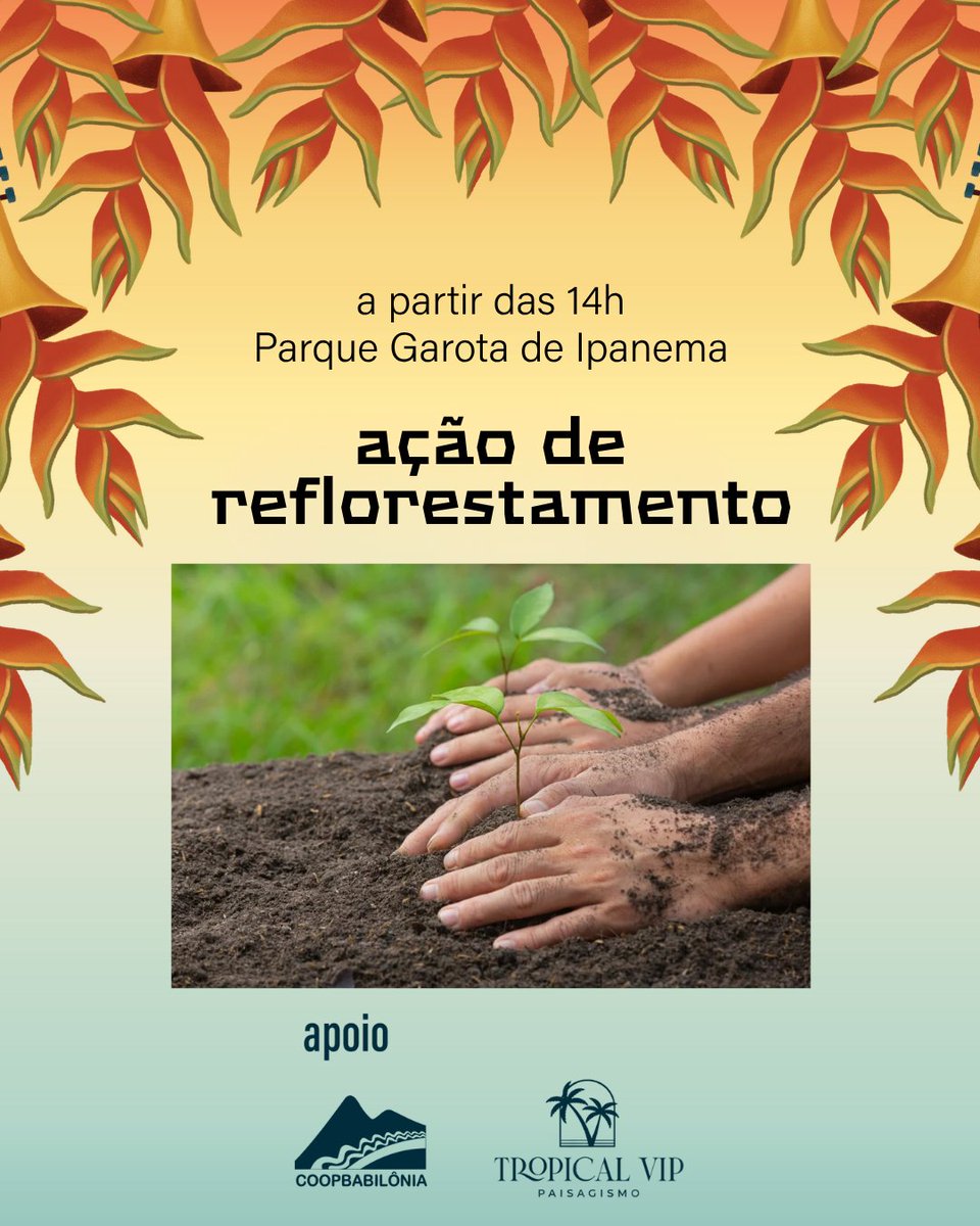 FestivalSunset_'s tweet photo. das 14h às 17h - dias 18, 19 e 20 de abril - Parque Garota de Ipanema
Obrigada COOPBABILÔNIA e Tropical Vip pelo apoio!
#SunsetRioInstrumental #reflorestamento #ParqueGarotaDeIpanema https://t.co/T6FH6qHr7E