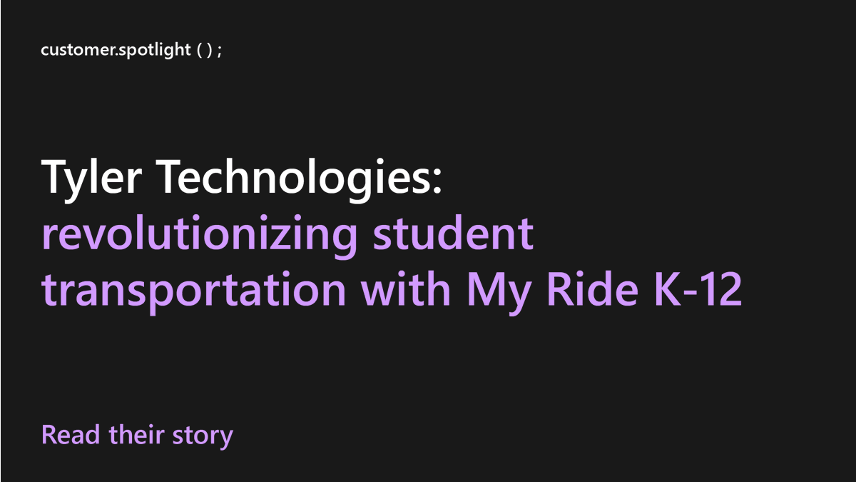 〰️ Customer story 〰️ 
Tyler Technologies: revolutionizing student transportation with My Ride K-12

Learn how they built an app that delivers real-time bus updates via #SignalR, streamlining school transport for 11M riders. 📖 msft.it/6013qInWv