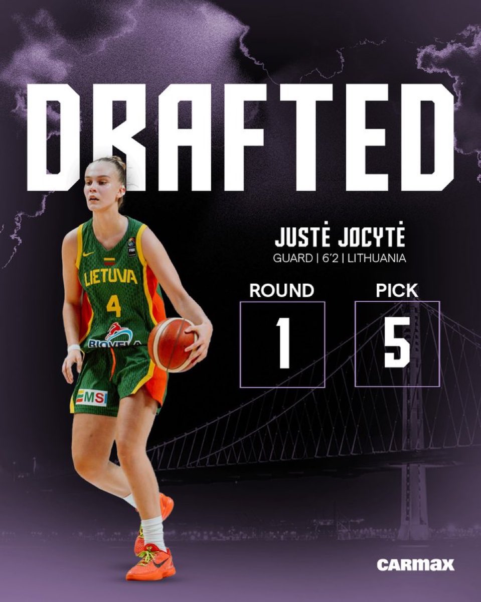 HoopCulturePod's tweet photo. First draft pick in Valkyries history is Justè Jocytè! https://t.co/cxdUMC4eWr