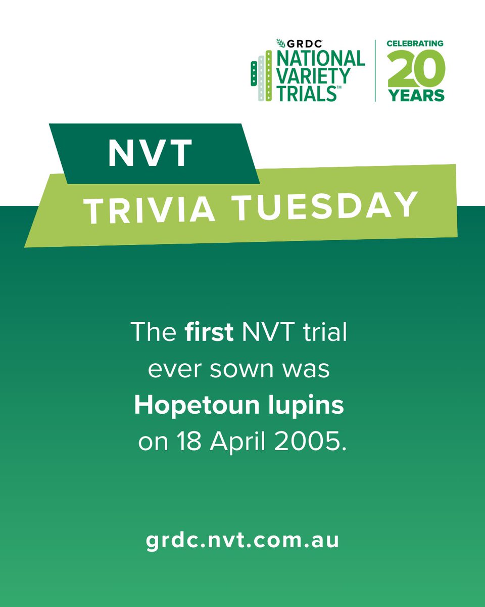 GRDC_NVT's tweet photo. 🤔 Remember what you were doing in April 2005? We do! Our NVT providers were busy sowing the first ever NVT trial in Australia, sown in #Hopetoun Victoria on 18 April 2005. That's 20 years ago this Friday! #TriviaTuesday #NVT #NVT20Years https://t.co/RI24dlvo8m