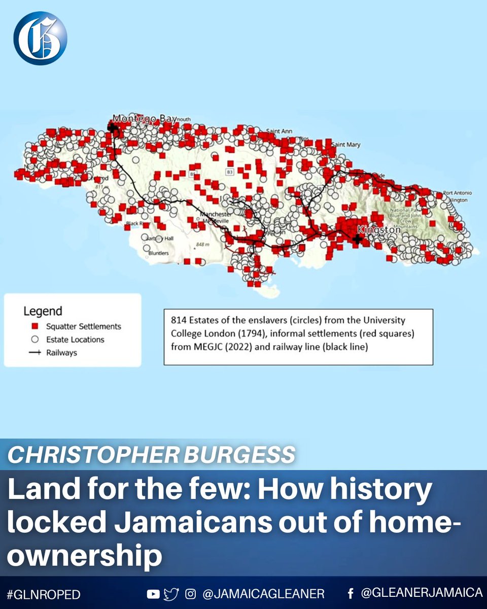 Jamaica’s housing crisis has deep roots in historical land injustices that excluded freedmen and favoured elites and foreign investors like the United Fruit Company in the 1890s and Spring Plains in the 1980s.

Read more: jamaica-gleaner.com/article/commen… #GLNROped