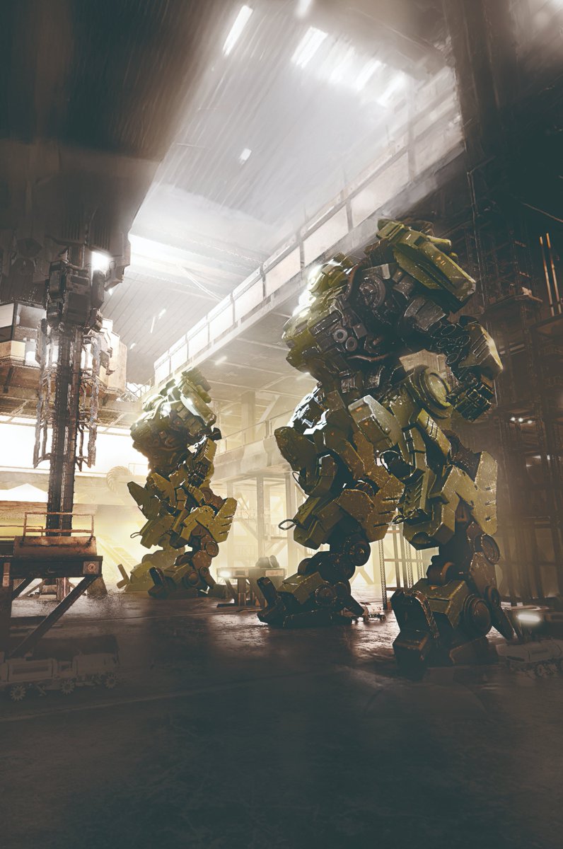 cahj's tweet photo. 近景のメカはSubstance 3D Modelerでのボクセルモデリング、背景はほぼKIITBASH3DのCARGOによるものです。KITBASH CARGO使用されてる方いますかね？サブスクプランでblenderやUE5にアセットをインポートし放題です。
https://t.co/eRWvE75Xqx https://t.co/v15gUwJxNX