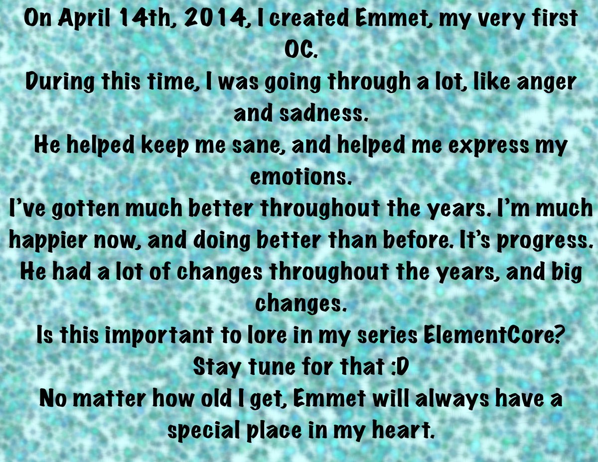 oceanfoamcloud's tweet photo. On April 14th, 2014, I created Emmet, my very first OC.
I have a better description in another page on this post.
Please don’t use, repost, or reupload my art w/o my permission.
#elementcore
#avatar
#oc
#ocdrawings
#originalcharacter
#anniversary
#digitalart https://t.co/htzH6RHLLp