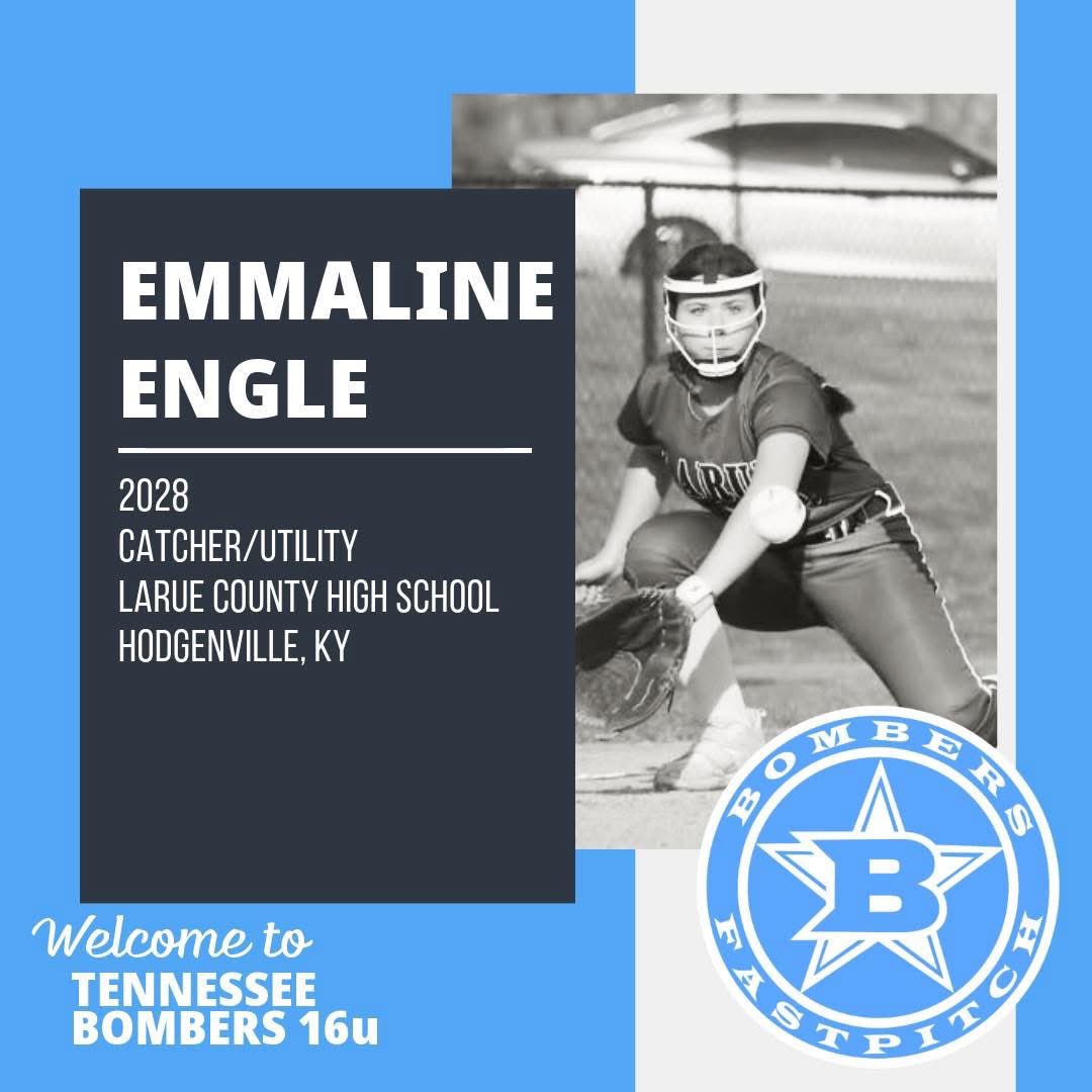 Tennessee Bombers 2027 (@tnbombers2027) on Twitter photo We would like to extend a warm welcome to <a href="/EngleEmmaline/">Emmaline Engle</a> and family! This talented catcher and utility joins us from Hodgenville, Kentucky, and will be a great roster addition. Welcome Emmaline! Summer can’t get here soon enough!
#bluebloods #bombernation We would like to extend a warm welcome to <a href="/EngleEmmaline/">Emmaline Engle</a> and family! This talented catcher and utility joins us from Hodgenville, Kentucky, and will be a great roster addition. Welcome Emmaline! Summer can’t get here soon enough!
#bluebloods #bombernation