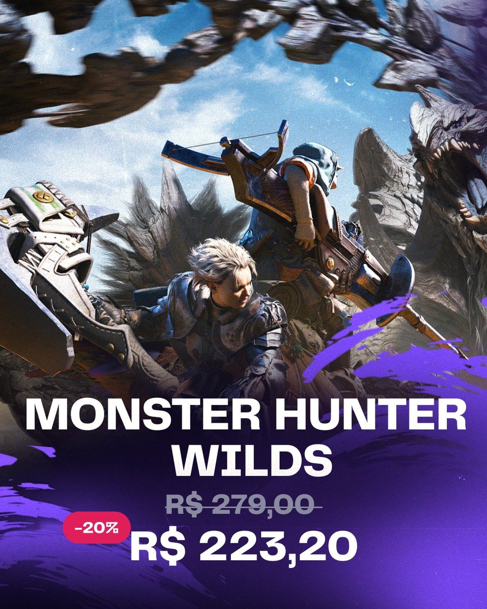 2Game_BR's tweet photo. Simplesmente a próxima caçada
MAIS ESPERADA do ano chegou rugindo! 🐾🔥

Monster Hunter Wilds tá com descontinho na 2Game e se você ainda não garantiu o seu… corre que é por tempo LIMITADO

Veja no Link
https://t.co/ennhXNSyUy https://t.co/PScQMHIkHF