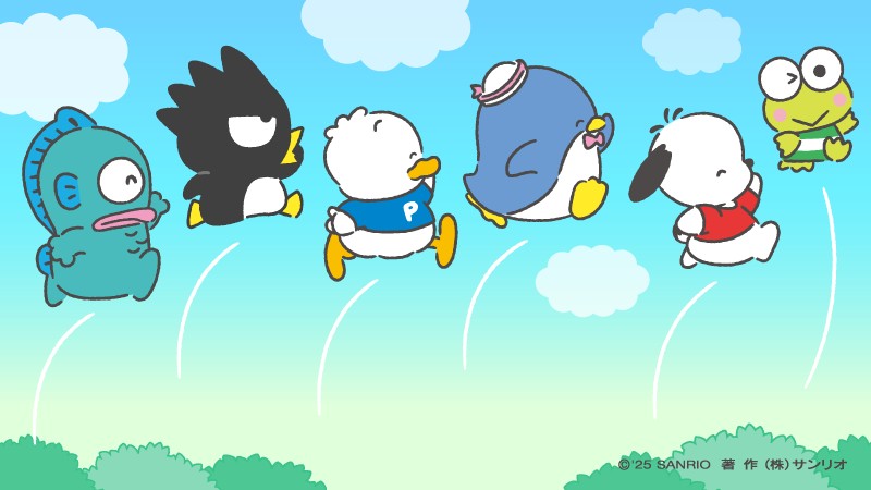 けろっぴ「ジャンプ！ジャーンプ！」 ポチャッコ「みんな応援