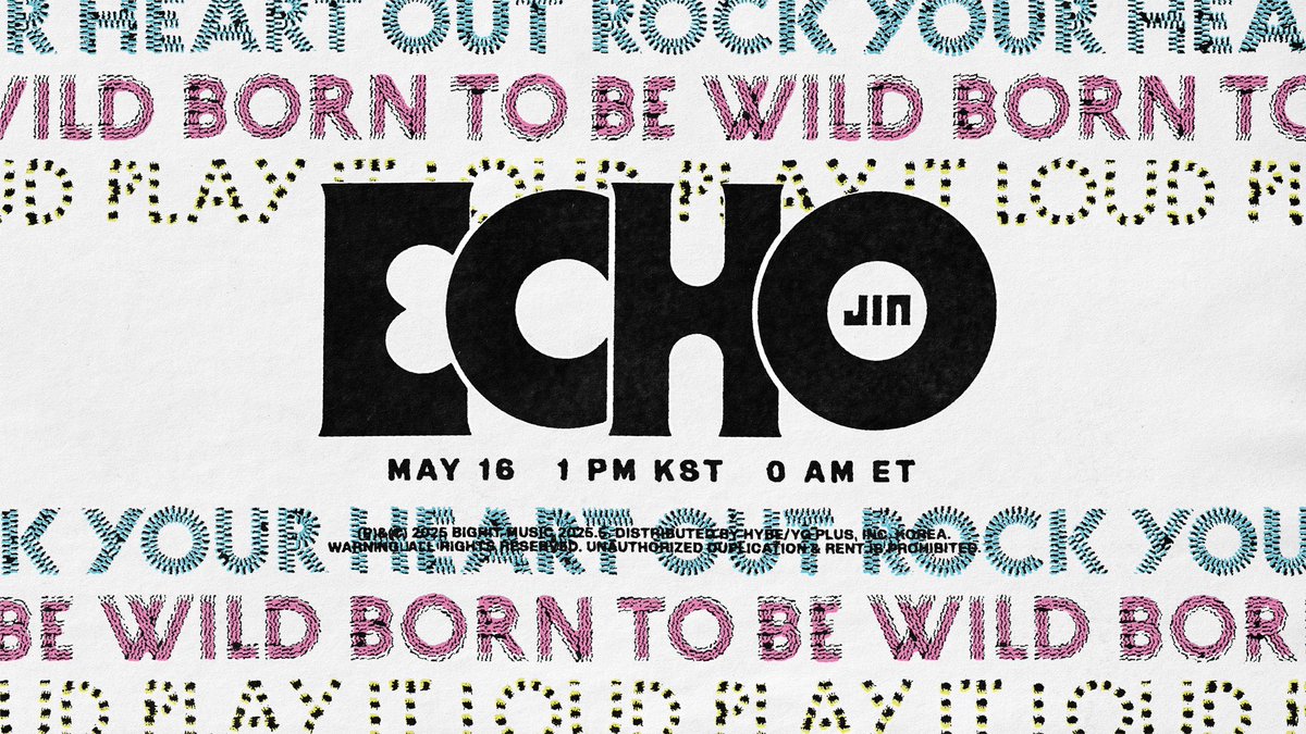 bangtanwildnews's tweet photo. [📢] O segundo álbum solo do Jin “ECHO”, será lançado no dia 16 de maio, às 01:00 da manhã (BRT)🇧🇷!

Vem aí mais uma obra-prima do nosso Worldwide Handsome! ✨️

JIN IS COMING
ECHO IS COMIN

🐰 @BTS_twt #JIN #ECHO #JinIsBack https://t.co/JPzCHsS75s