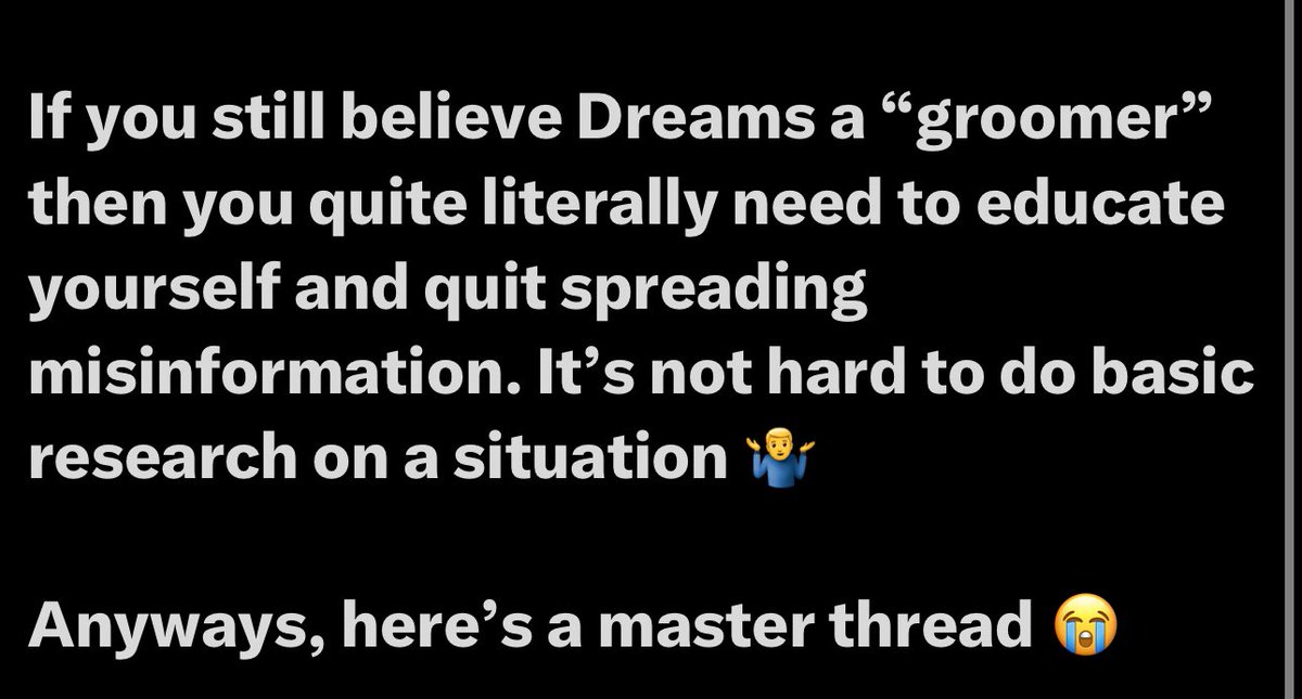 This sends me so bad imagine needing a "master thread" to prove your fav isn't a groomer... like let's pack it up