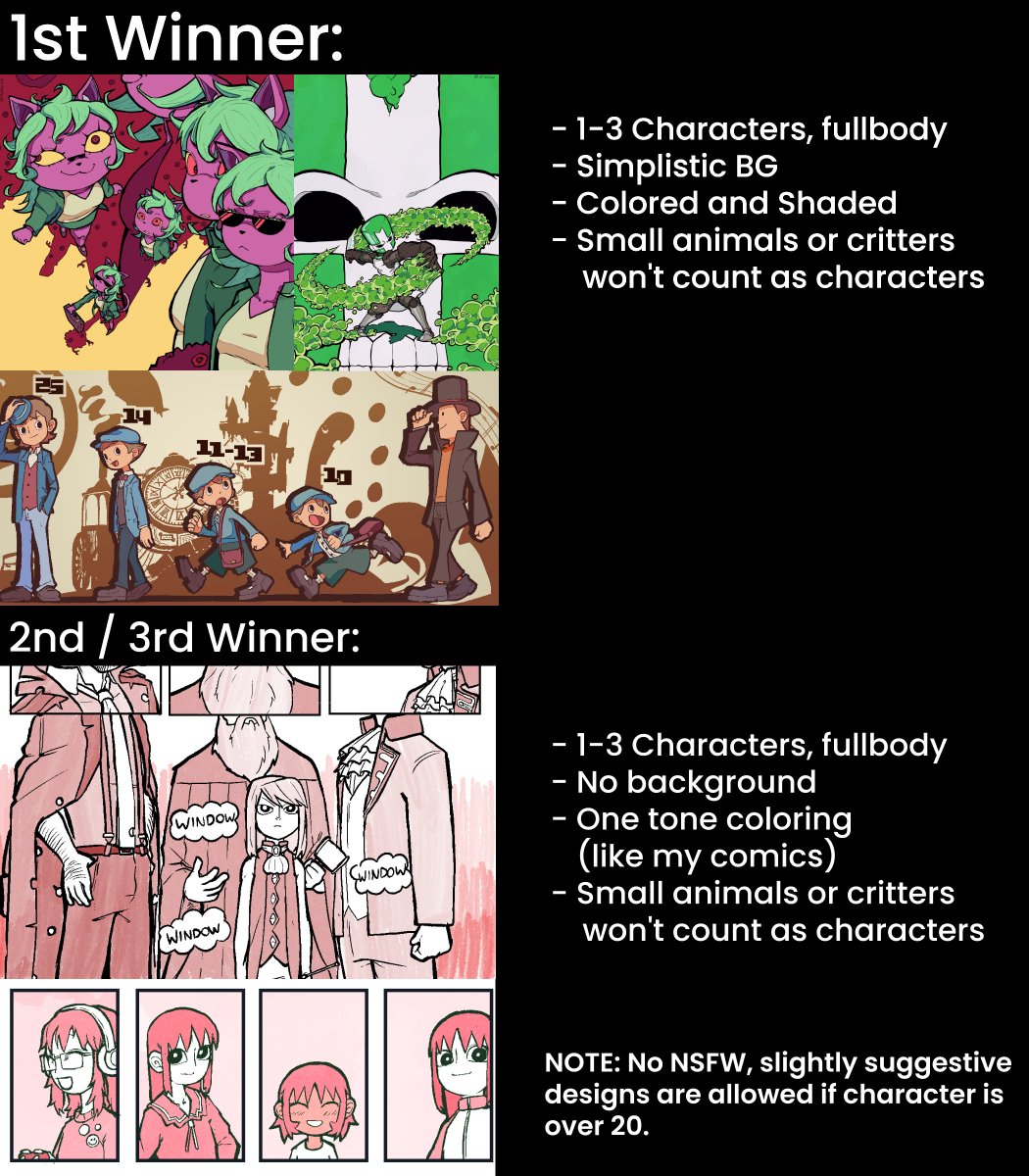 Jitsauce's tweet photo. 💥 2.1k ART RAFFLE!! 💥

3 winners:
1 gets a fully colored and shaded piece /w simple bg, the other 2 get simpler non shaded pieces, both can have 1-3 characters, more details in images.

Rules: follow, retweet + comment on this post!
Winners will be picked on the 20th of april! https://t.co/rFkrkPBaKm