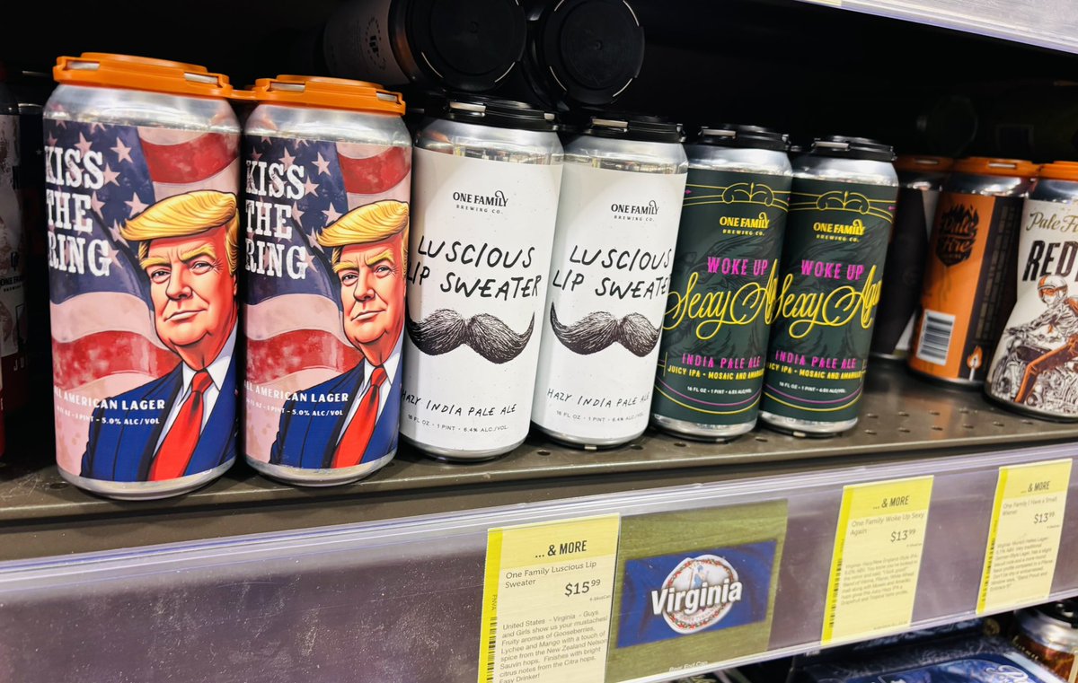 keuhner's tweet image. If you’re looking for our new release “Kiss The Ring” American Lager @TotalWine locations in Northern VA call first.  We’ve heard some stores are already sold out.

@realDonaldTrump @POTUS we held onto your case!  

#NewRelease #KissTheRing #American #Lager @onefamilybrew #Beer